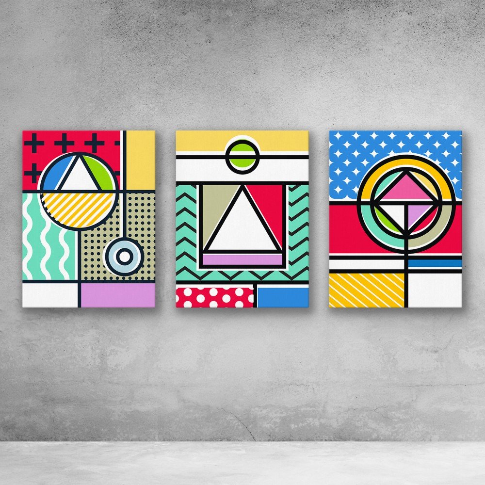 Memphis Pop Art Pattern Bundle Set Retro Abstract Gallery Wall Art